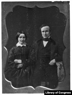 Rutherford B. Hayes and his wife, Lucy Webb, on their wedding day, Dec. 30, 1852. (Library of Congress)