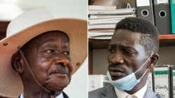 Rais Yoweri Museveni (Kushoto) na Bobi Wine. 