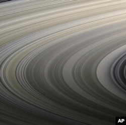 FILE - This Aug. 22, 2009 image made available by NASA shows a section of Saturn's rings, as seen from the Cassini spacecraft. (NASA/JPL-Caltech/Space Science Institute via AP)