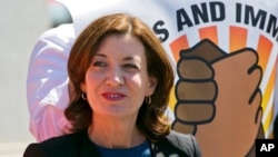 FILE - New York's Lt. Gov. Kathy Hochul attends an event in New York, May 1, 2018.