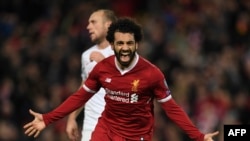 L'Egyptien Mohamed Salah après un but à Liverpool, le 6 décembre 2017.