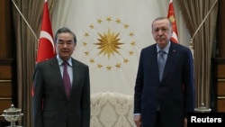 中国外长王毅在安卡拉与土耳其总统埃尔多安举行会晤。（2021年3月25日）