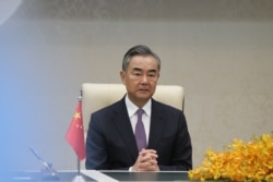 Chinese Foreign Minister Wang Yi at the Peace Palace in Phnom Penh​ during his official visit to Cambodia on October 12, 2020. (Aun Chhengpor/VOA Khmer)
