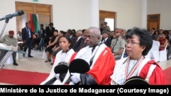 Elise Alexandrine Rasolo, la Ministre de la Justice, lors d'une cérémonie à Antananarivo. (Ministère de la Justice de Madagascar)