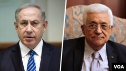 Waziri Mkuu wa Israeli Benjamin Netanyahu (kushoto), Rais wa Palestina Mahmoud Abbas, 