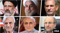 جهانگیری، روحانی، رئیسی، قالیباف، میرسلیم و هاشمی طبا