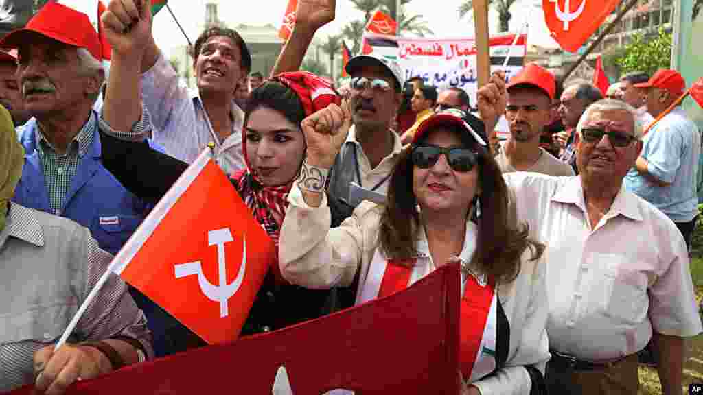 Ma'aikata a babban birnin Baghdad, ranar 1 daga watan Mayu, Shekarar 2017. &nbsp;