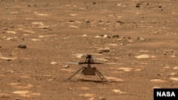 NASA’s Ingenuity helicopter unlocked its rotor blades, allowing them to spin freely, on April 7, 2021, the 47th Martian day, or sol, of the mission. (Credit: NASA/JPL-Caltech/ASU)