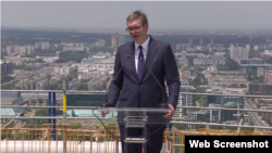 Predsednik Srbije Aleksandar Vučić obilazi radove na izgradnji Kule Beograd