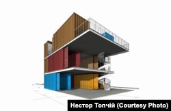 Схема будівлі із вантажних контейнерів