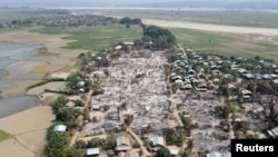  ภาพหมู่บ้านในภูมิภาคสะกาย ที่ชาวบ้านระบุว่าถูกทหารเมียนมาเผาทำลายเมื่อ 3 กุมภาพันธ์ 2022 (ที่มา: แฟ้มภาพ/รอยเตอร์)