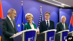 Հայաստանի վարչապետն ու ԵՄ ու ԱՄՆ բարձրաստիճան դիվանագետները Բրյուսելում, ապրիլ, 2024 թ.