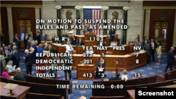 美国国会众议院2024年9月10日通过《香港经济贸易办事处认证法》。(院会视频截图)