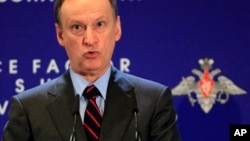FILE - Nikolai Patrushev, head of Russia's Security Council, is seen speaking at a defense conference in Moscow.