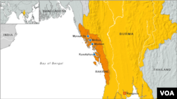 This map of Myanmar, also known as Burma, shows Rakhine state.