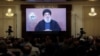 El líder libanés de Hizbulá, Sayyed Hassan Nasrallah, habla durante un discurso televisado en un servicio conmemorativo de Taleb Abdallah, un alto comandante de campo que murió el 11 de junio en un ataque israelí en los suburbios del sur de Beirut, el 19 de junio de 2024.