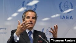 مدیرکل آژانس بین‌المللی انرژی اتمی در جریان کنفرانس خبری روز دوشنبه