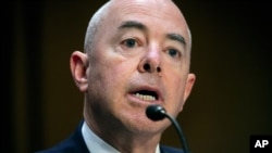 Homeland Security Secretary Alejandro Mayorkas testifies before the Senate Appropriations committee hearing to examine domestic extremism, May 12, 2021, on Capitol Hill in Washington.