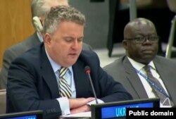 Сергій Кислиця, заступник міністра закордонних справ України представляє проект резолюції