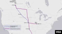 La trajectoire de l'oléoduc Keystone XL, telle qu'envisagée (VOA)