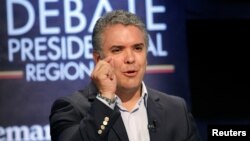 El candidato presidencial de Colombia Ivan Duque es favorito para ganar la elección del domingo próximo.