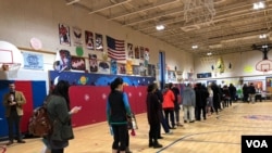 Watu wakiwa katika msitari wa kupiga kura Arlington, Virginia