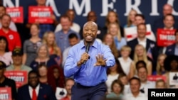 蒂姆·斯科特參議員在南卡羅萊納州的北查爾斯頓宣布競選2024年共和黨總統候選人提名。(2023年5月22日)