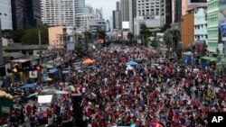 ဘန်ကောက်မြို့မှာ ပြုလုပ်တဲ့ ထိုင်းအစိုးရဆန့်ကျင် ဆန္ဒပြပွဲတခု။ (စက်တင်ဘာ ၂၊ ၂၀၂၁)