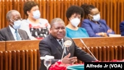 Rais wa Msumbiji Filipe Nyusi, akizungumza nchini mwake.