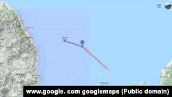 Dokdo/Takešima ostrvo između Južne Koreje (L) i Japana (D) gde se dogodio incident (Foto: Google maps)