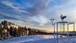 Shown are part of the meteorological instruments used in the study, which included a micro-rain radar. (Photo Credit: Joshua Aikins)