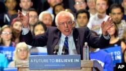 Democratic presidential candidate Sen. Bernie Sanders speaks to a gathering of supporters during a campaign rally at the Lexington Convention Center, in Lexington, Ky., May 4, 2016.