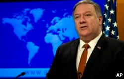 Secretary of State Mike Pompeo speaks during the release of the 2018 Country Reports on Human Rights Practices at the Department of State in Washington, March 13, 2019.