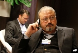 FILE - Saudi journalist Jamal Khashoggi at the World Economic Forum in Davos, Switzerland, Jan. 29, 2011.