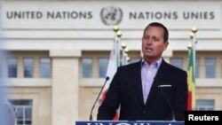 Grenel tokom obraćanju na skupu za jednakost u sedištu UN u Ženevi 18. marta 2019.