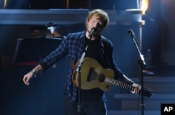 Ed Sheeran performs at "Stevie Wonder: Songs in the Key of Life - An All-Star Grammy Salute," at the Nokia Theatre L.A. Live on Feb. 10, 2015, in Los Angeles.