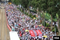 2019年6月9日香港反对逃犯条例修法大游行 （美国之音申华拍摄）