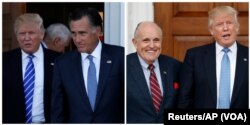 Donald Tramp Mitt Romni va Rudi Juliai bilan