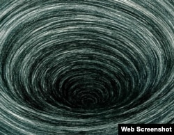 រូបគំនូរមួយនៅក្នុងសៀវភៅរបស់លោក ព្រំ វណ្ណៈ និង​អ្នកស្រី Jocelyn Pederick​ ដែលចំណង​ជើង​ថា «The Dead Eye and The Deep Blue Sea» ឬ «ពិភព​អន្ធការ​នៅ​លើមហាសមុទ្រ​ដ៏​ធំ​ល្វឹង​ល្វើយ»។ (រូបភាពដកស្រង់ពីគេហទំព័រ)