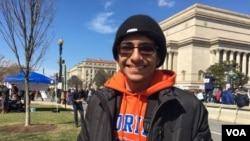 Carson Gosine poses for a picture while attending the March for Our Lives gun control demonstration on March 24, 2018, in Washington D.C. (Dorry Gundy/VOA)