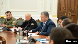 Ukrajinski predsjednik Petro Porošenko predsjedava sastankon Savjeta za nacionalnu bezbjednost i odbranu u Kijevu, Ukrajina, 26. novembra 2018.