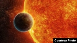 Illustration représentant l'exoplanète rocheuse LHS 1140 en orbite autour d’une étoile naine rouge à 40 années-lumière de la Terre, qui pourrait être le nouveau détenteur du titre «meilleur endroit pour rechercher des signes de vie au-delà du système solaire.»