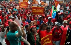 Opposition political parties gather on the lawns of the Government Union Buildings in Pretoria, April 12, 2017.