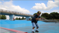 Yoshio Kinoshita practices skateboarding at a park in Daito, Osaka Prefecture, October 6, 2021. REUTERS/Akira Tomoshige