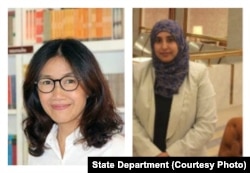 Women of Courage 2016 Awardees (L to R) Rodjaraeg Wattanapanit and Dr. Nihal Naj Ali Al-Awlaqi.