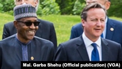 Rais wa Nigeria Muhammadu Buhari na David Cameron wa Uingereza