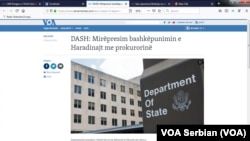 Vest albanskog servisa Glasa Amerike o reakciji Stejt departmenta povodom odluke Ramuša Haradinaja da se povuče sa funkcije i pojavi pred sudom u Hagu