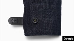 The interactive jacket includes a small “smart tag” that attaches to the end of the sleeve to connect via Bluetooth to other devices.