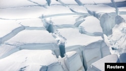 FILE - A glacier is shown in a photo taken in Half Moon Bay, Antarctica, Feb. 18, 2018.