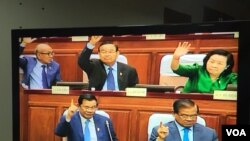 រូបឯកសារ៖ ក្រុម​​តំណាង​រាស្រ្ត​មកពី​គណបក្ស​កាន់​អំណាច​ លើកដៃ​យល់ព្រម​​​​​​លុប​​ចោល​​ក្រុម​​តំណា​ង​រាស្រ្ត​​មតិ​ភាគ​​តិច និង​​ក្រុមមតិភាគ​​ច្រើន​​ នៅ​រដ្ឋសភា នាថ្ងៃទី៣១ ខែ​មករា ឆ្នាំ​២០១៧។